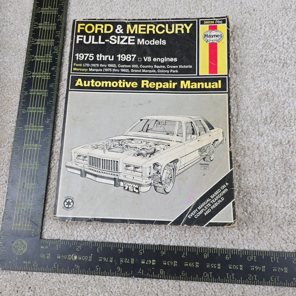 Haynes Repair Manual Ford & Mercury Full-Size 1975-1987 V8 Engines 754